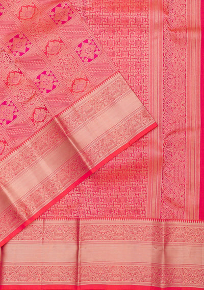 Orange Zariwork Pure Silk Saree-Koskii
