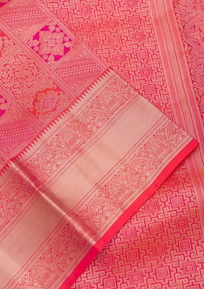 Orange Zariwork Pure Silk Saree-Koskii