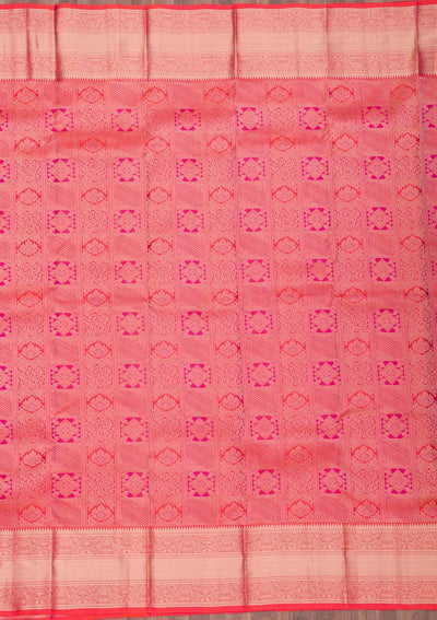 Orange Zariwork Pure Silk Saree-Koskii