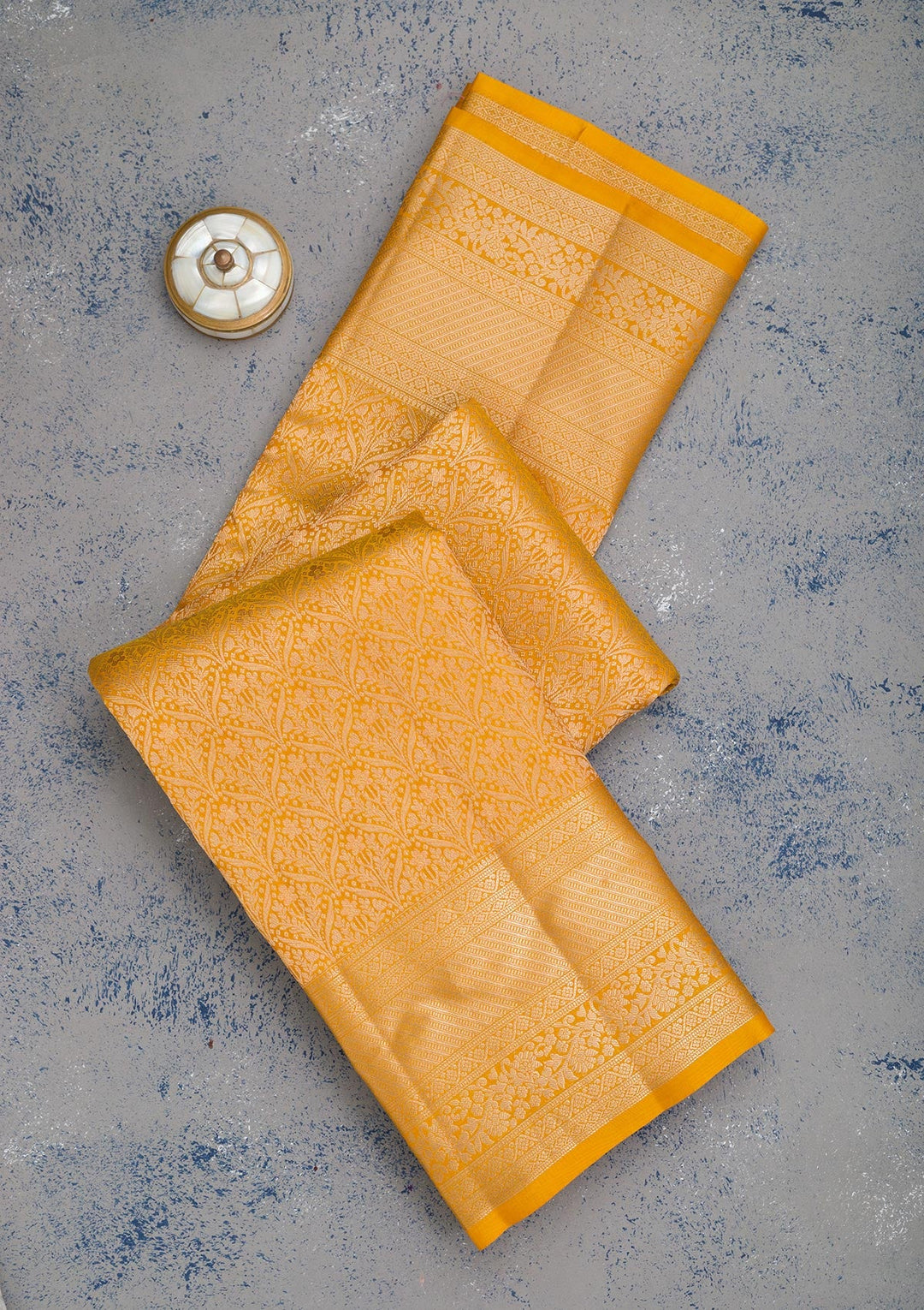 Mustard Zariwork Pure Silk Saree-Koskii