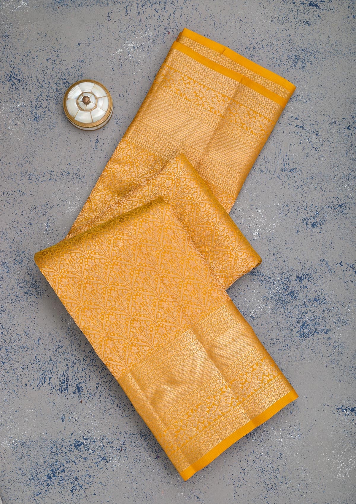 Mustard Zariwork Pure Silk Saree-Koskii