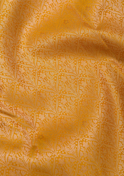 Mustard Zariwork Pure Silk Saree-Koskii