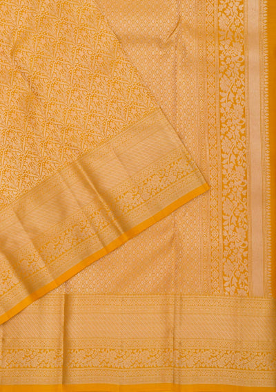 Mustard Zariwork Pure Silk Saree-Koskii