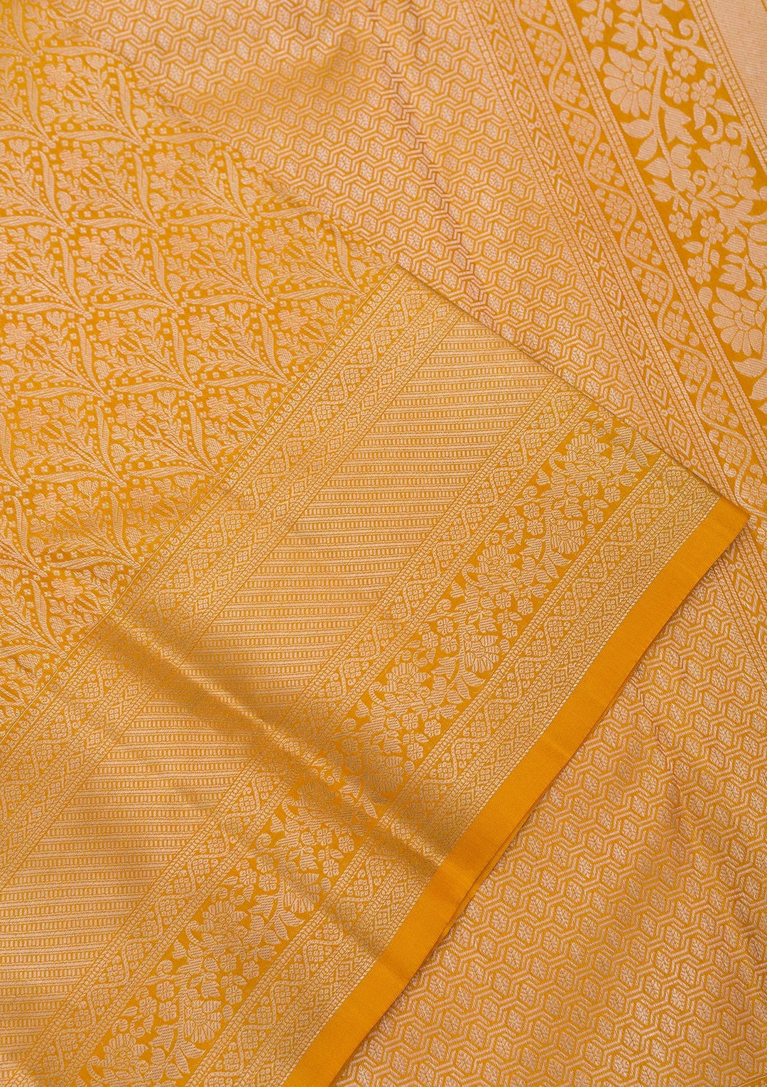 Mustard Zariwork Pure Silk Saree-Koskii
