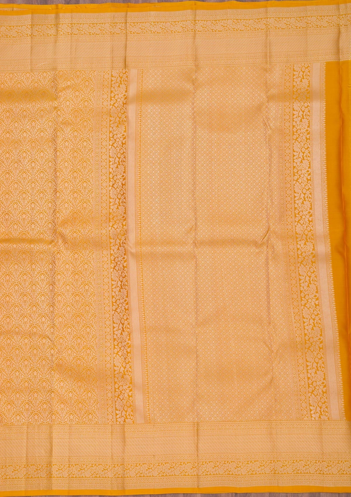Mustard Zariwork Pure Silk Saree-Koskii