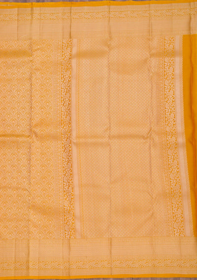 Mustard Zariwork Pure Silk Saree-Koskii