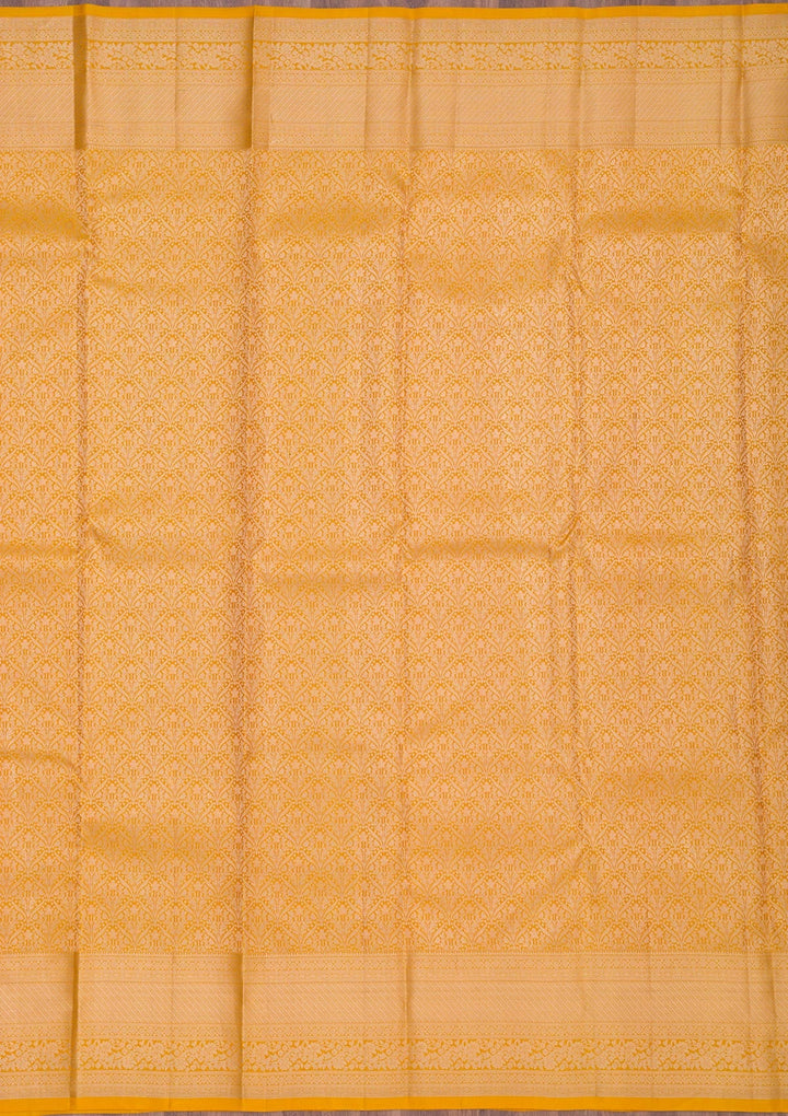 Mustard Zariwork Pure Silk Saree-Koskii