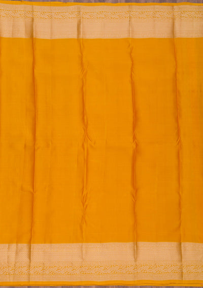 Mustard Zariwork Pure Silk Saree-Koskii