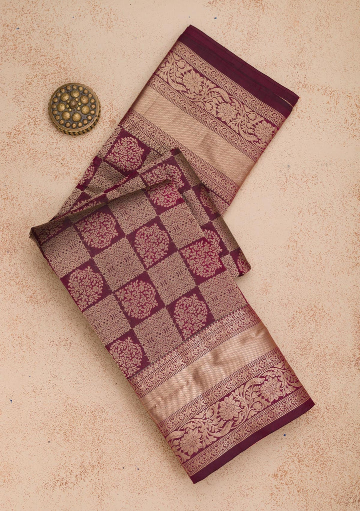 Brown Zariwork Pure Silk Saree-Koskii