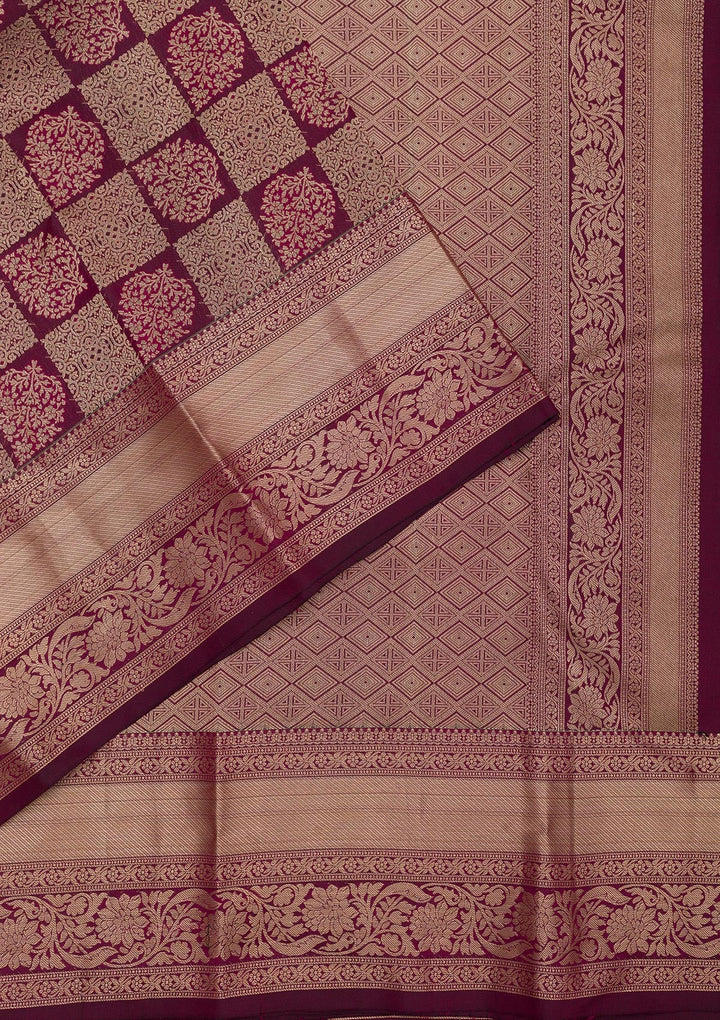 Brown Zariwork Pure Silk Saree-Koskii