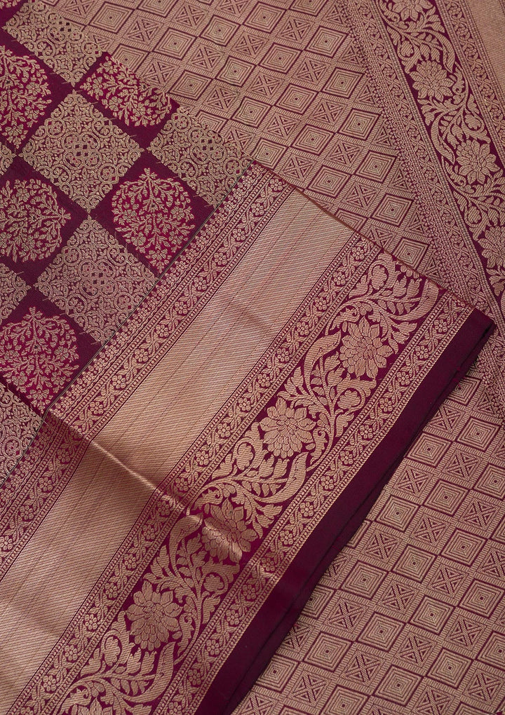 Brown Zariwork Pure Silk Saree-Koskii