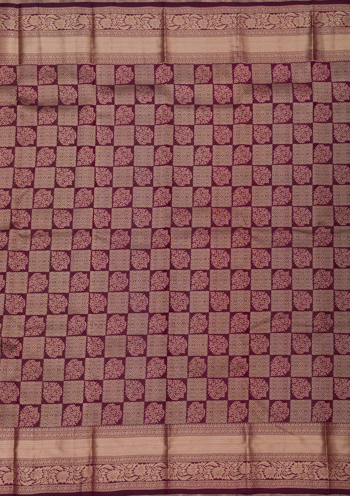 Brown Zariwork Pure Silk Saree-Koskii