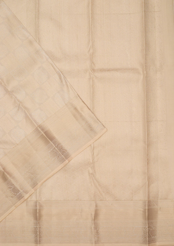 Cream Zariwork Pure Silk Saree