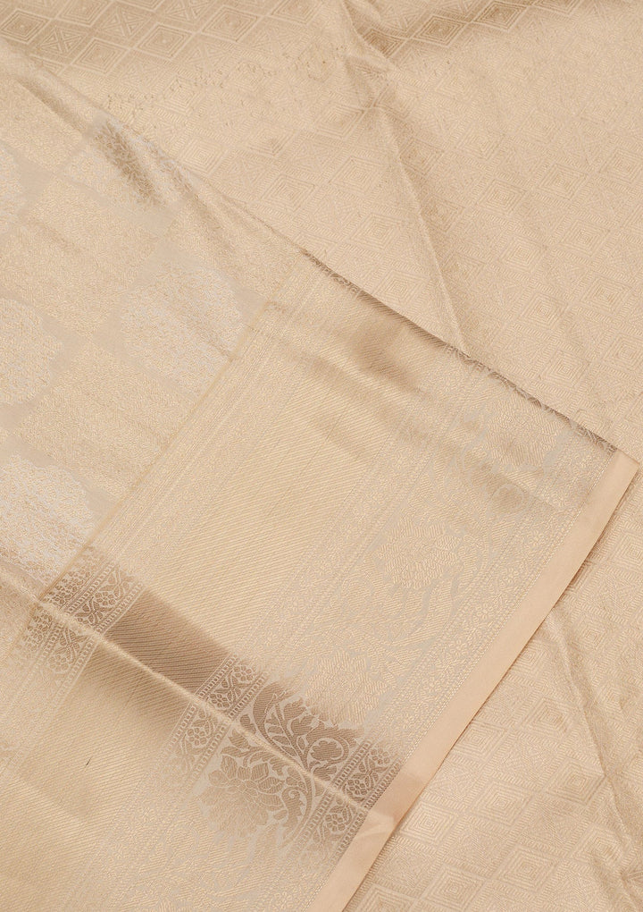 Cream Zariwork Pure Silk Saree