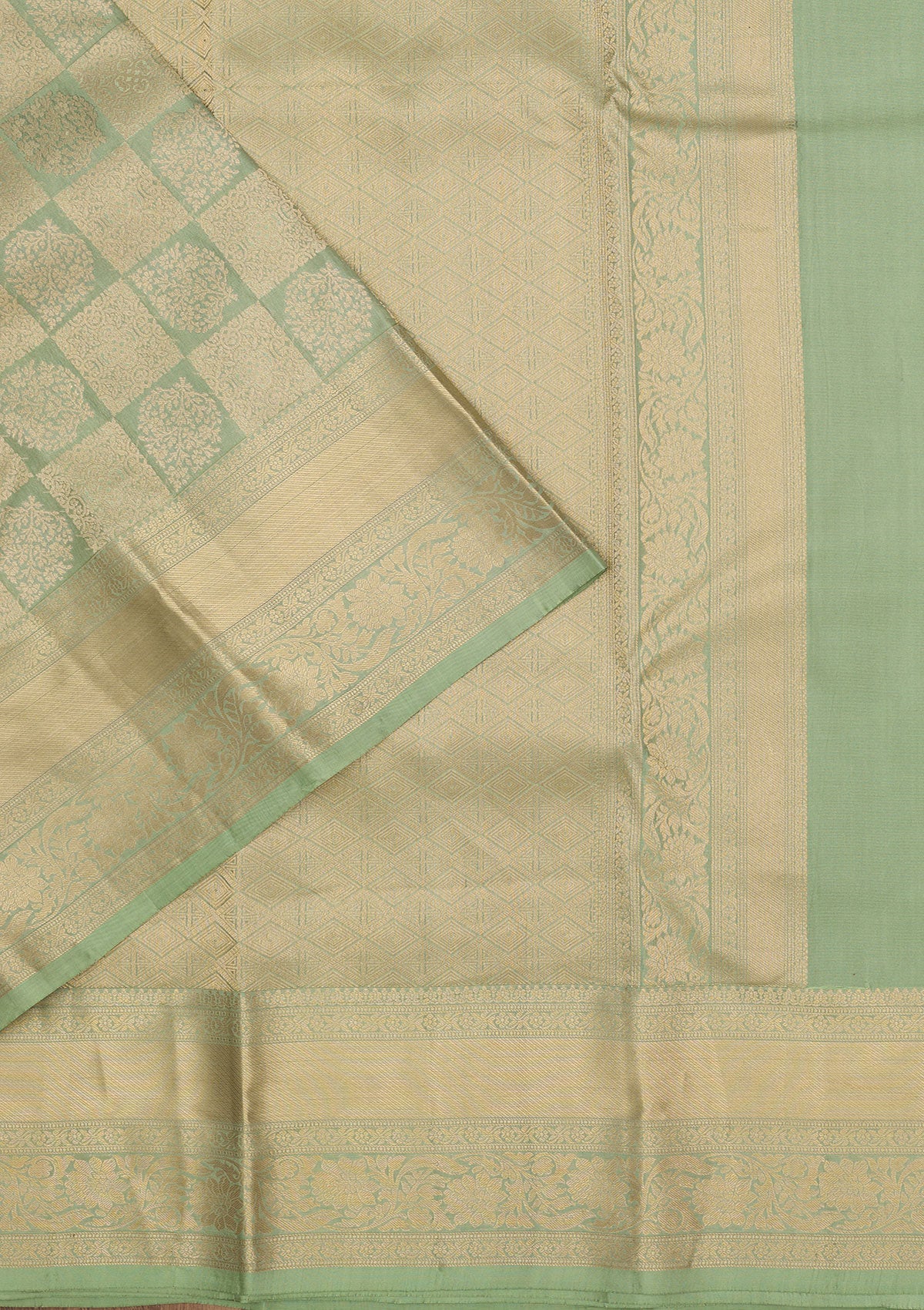 Pista Green Zariwork Pure Silk Saree-Koskii