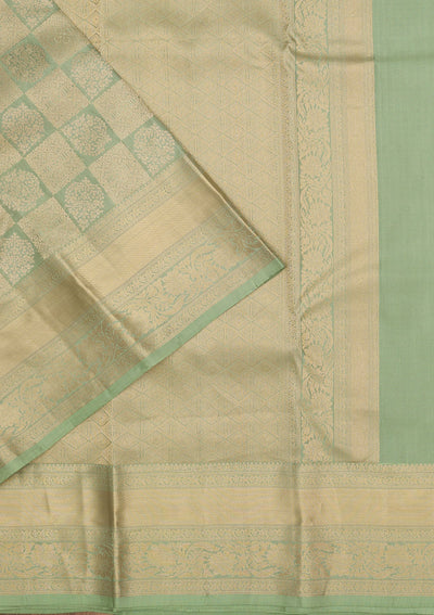 Pista Green Zariwork Pure Silk Saree-Koskii