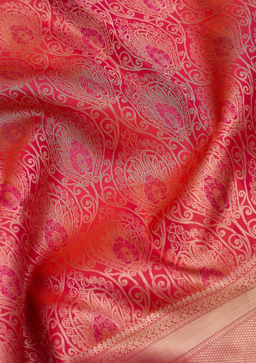Orange Zariwork (Gold) Pure Silk Saree