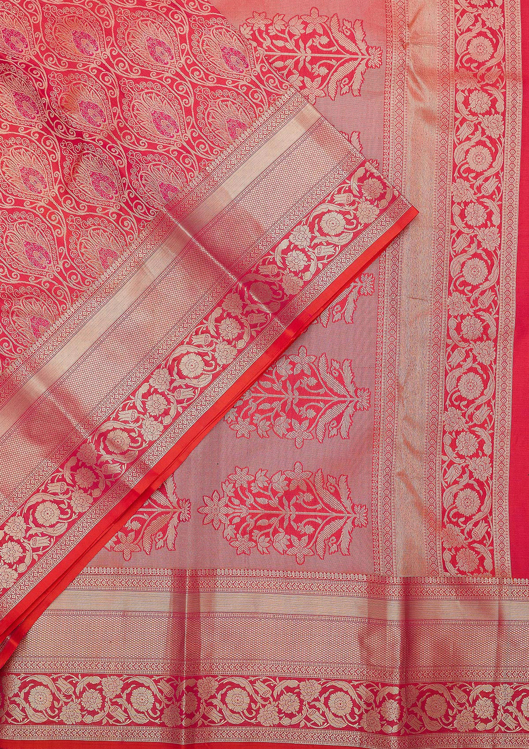 Orange Zariwork (Gold) Pure Silk Saree
