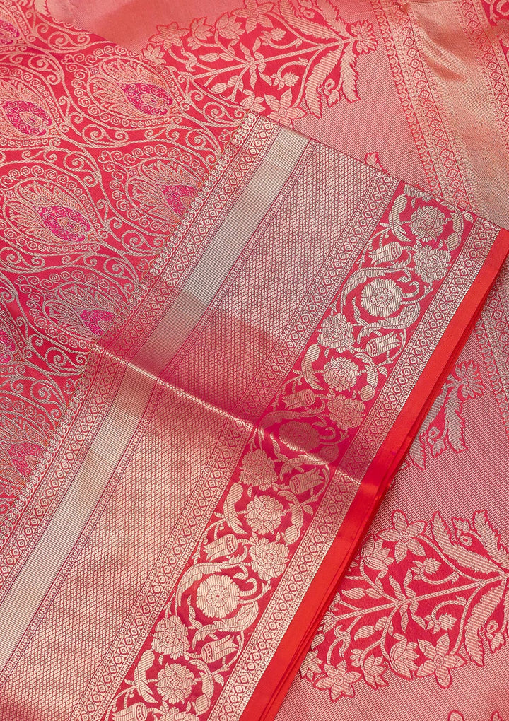 Orange Zariwork (Gold) Pure Silk Saree