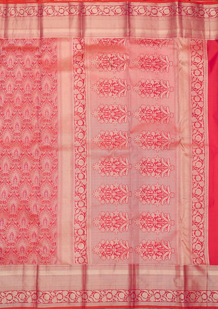 Orange Zariwork (Gold) Pure Silk Saree