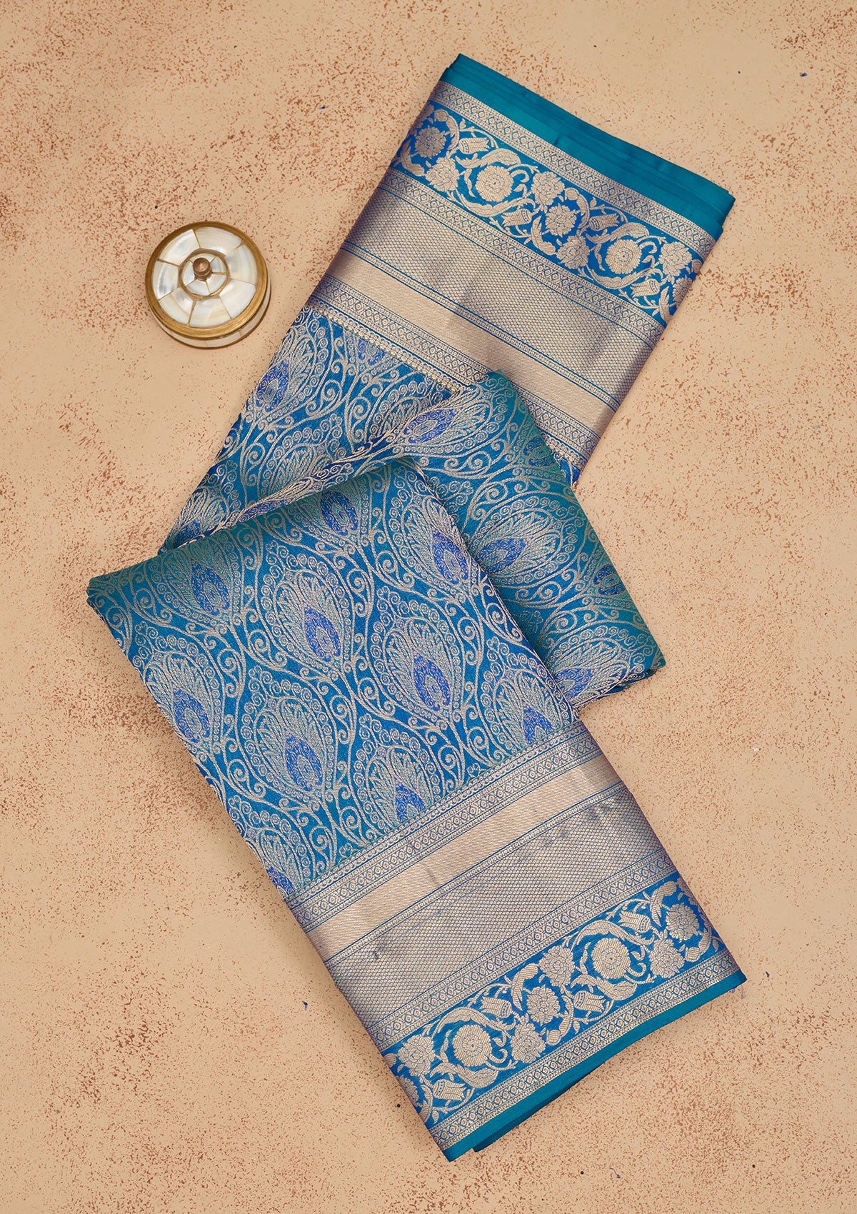 Royal Blue Zariwork Pure Silk Saree-Koskii