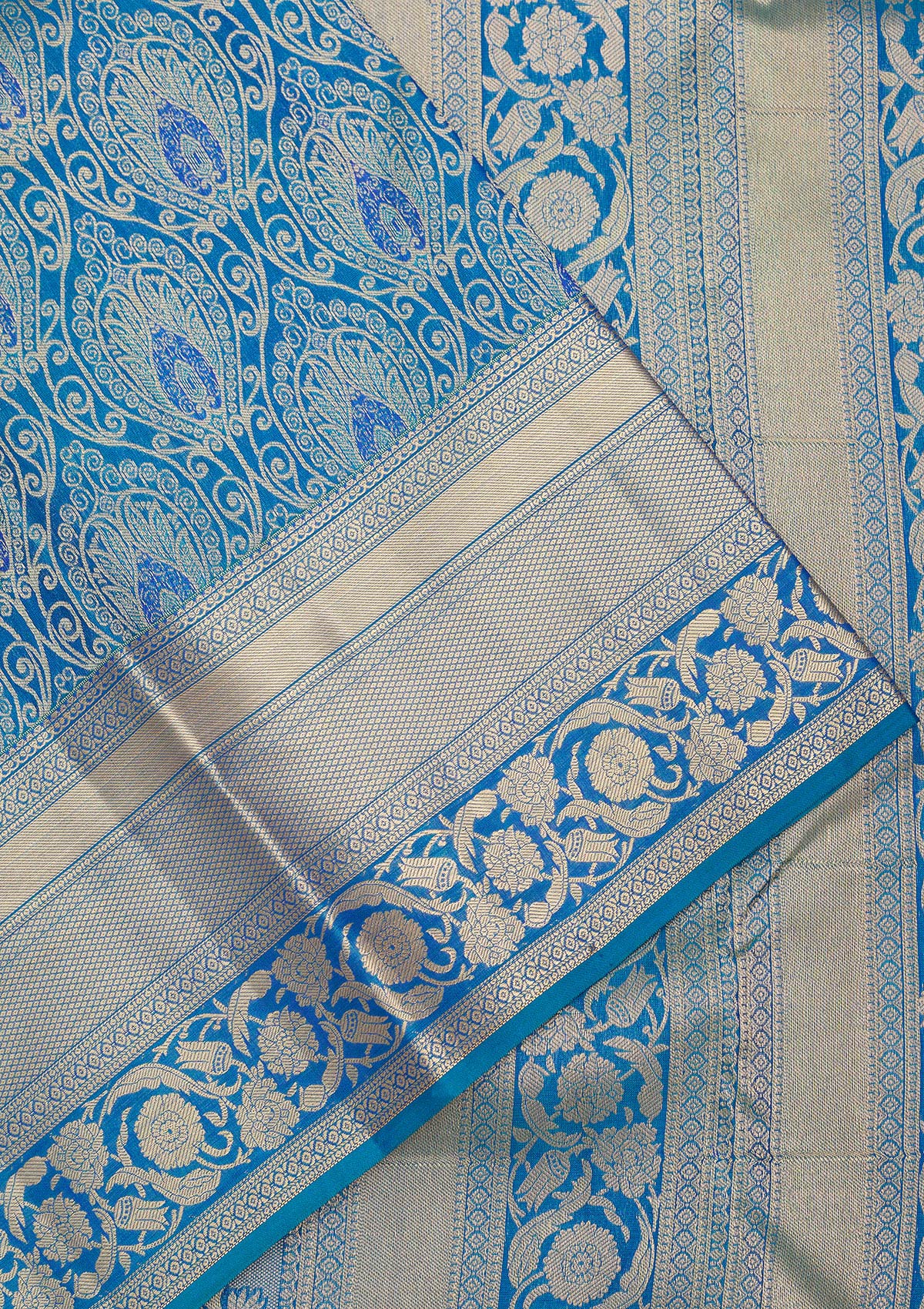 Royal Blue Zariwork Pure Silk Saree-Koskii