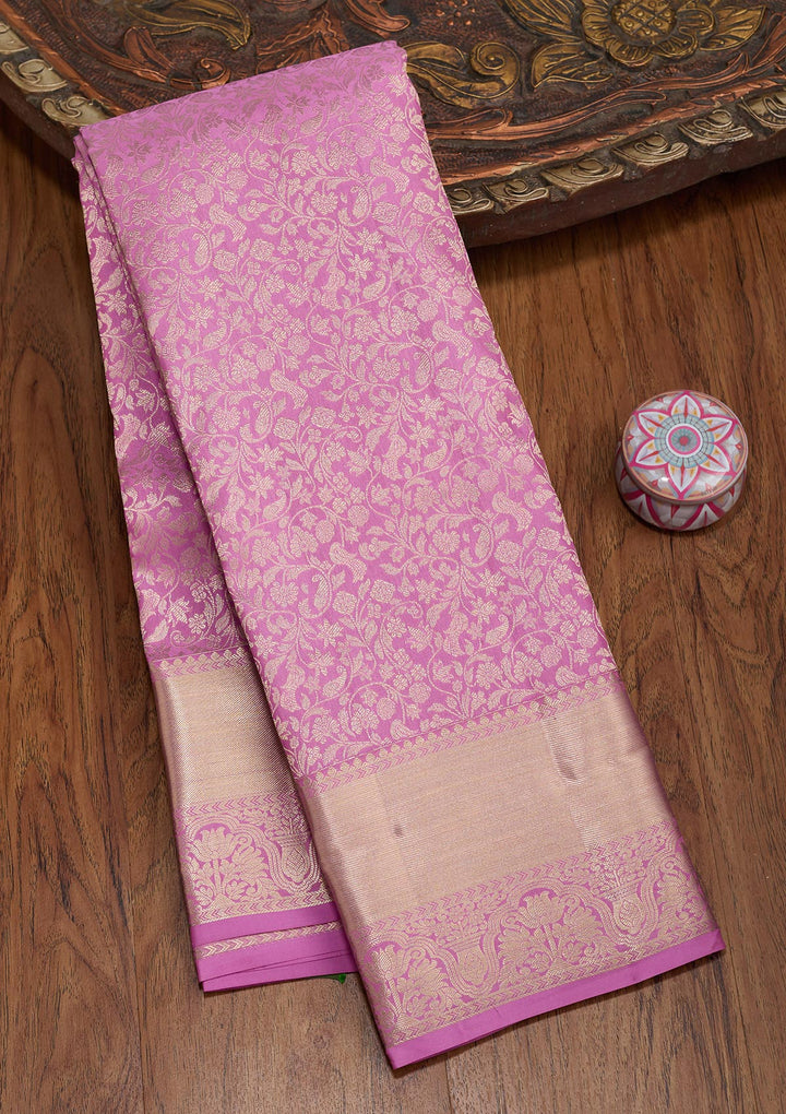 Light Lavender Zariwork Pure Silk Saree-koskii