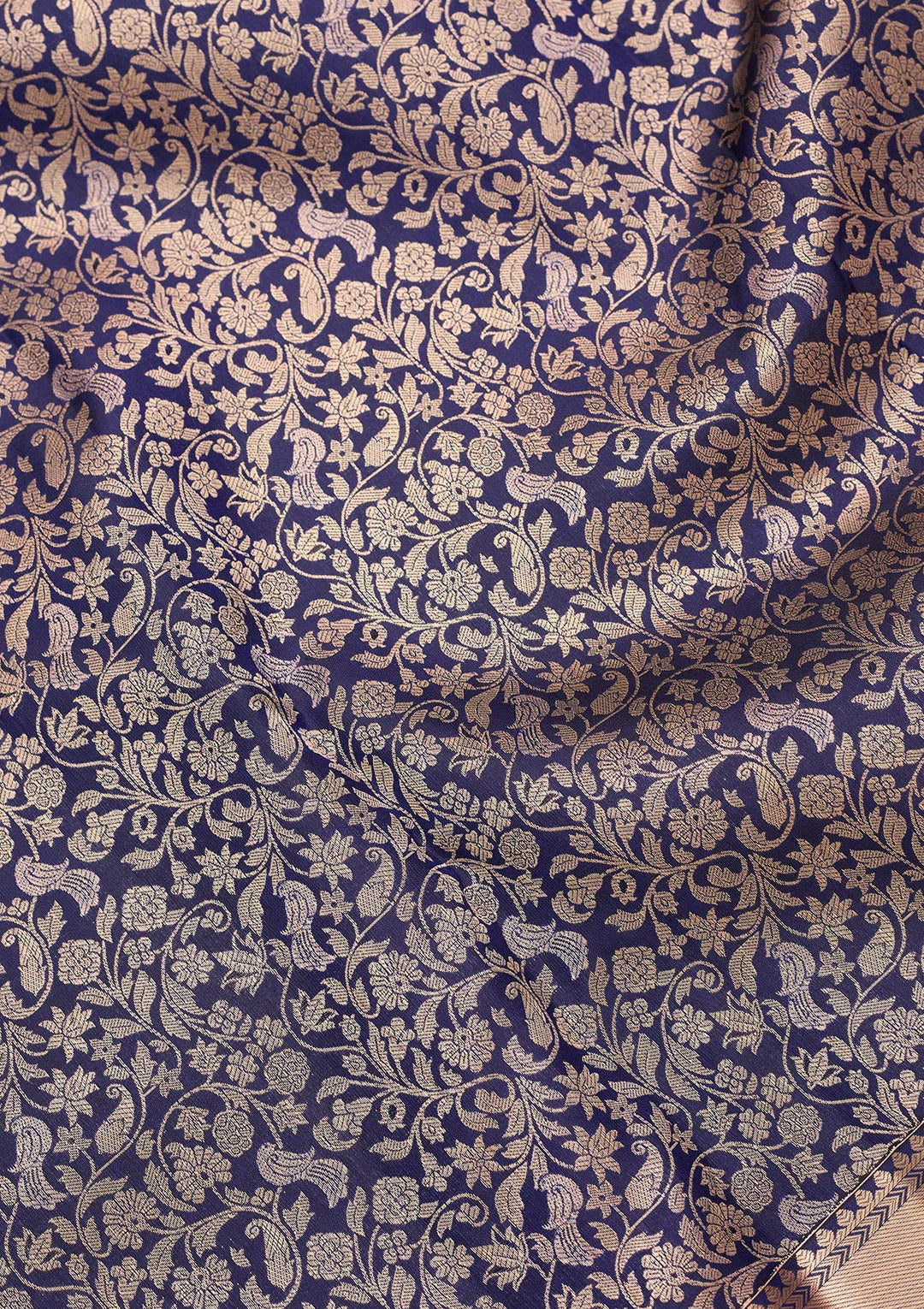 Navy Blue Zariwork Pure Silk Saree
