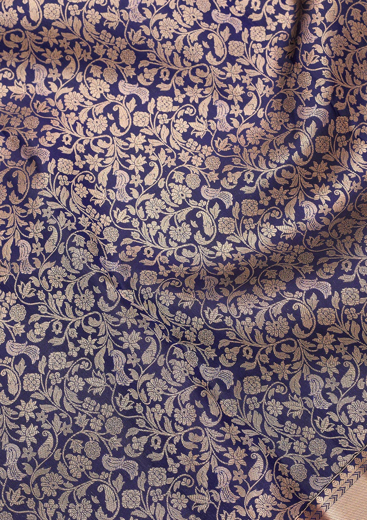 Navy Blue Zariwork Pure Silk Saree