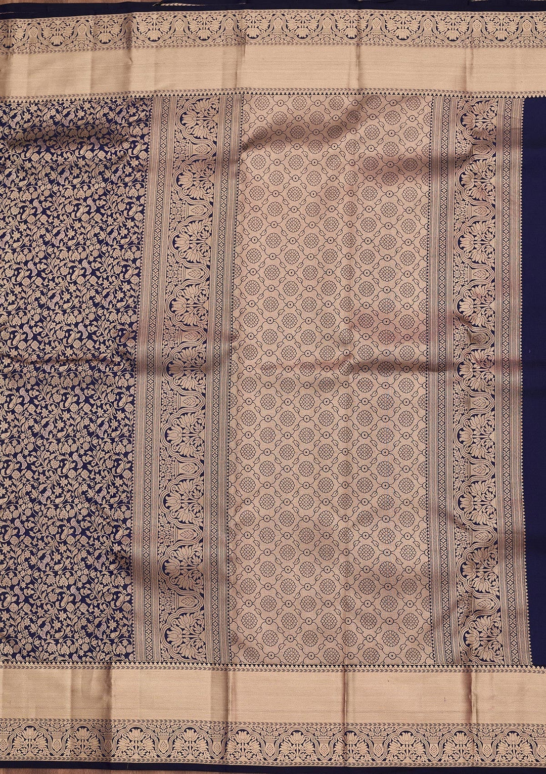 Navy Blue Zariwork Pure Silk Saree