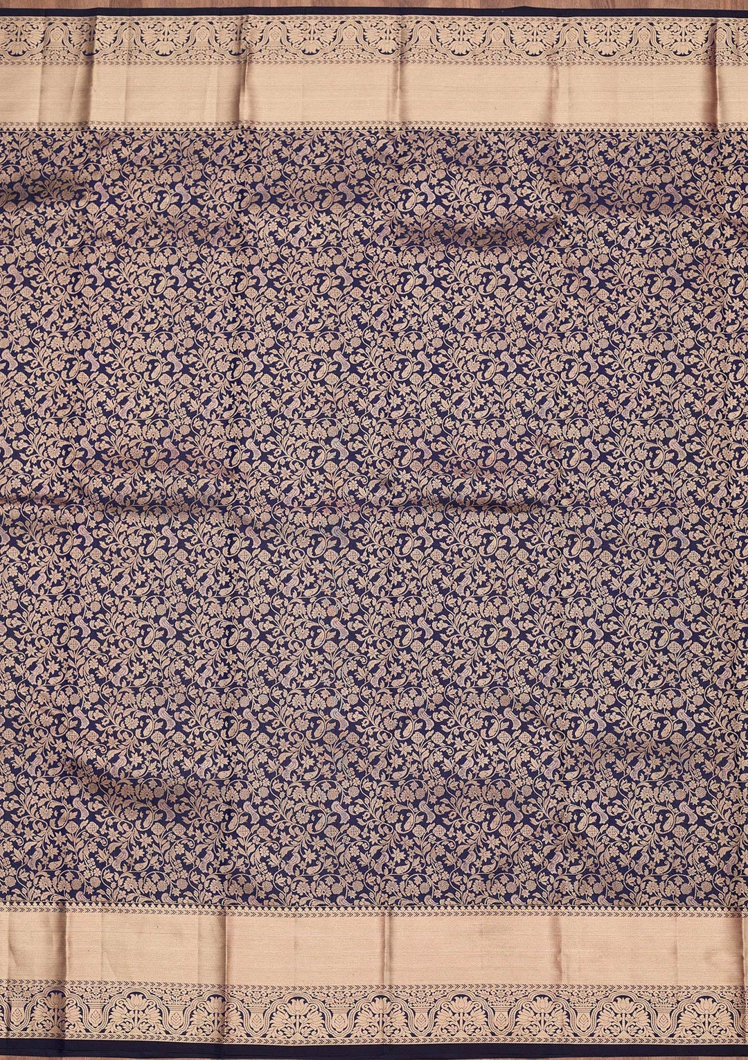 Navy Blue Zariwork Pure Silk Saree