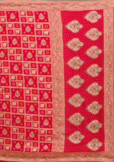 Red Zariwork Banarasi Saree-Koskii