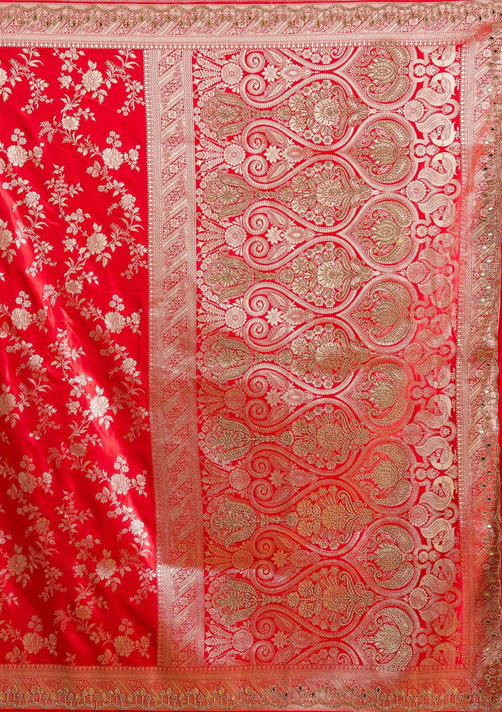 Red Stonework Silk Silk_Saree-Koskii