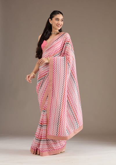 Rani Pink Sequins Tissue Saree-Koskii