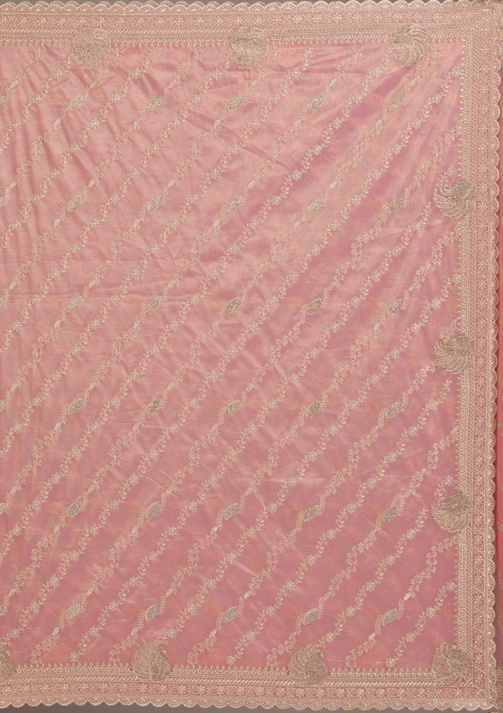 Pink Zariwork Art Silk Saree-Koskii