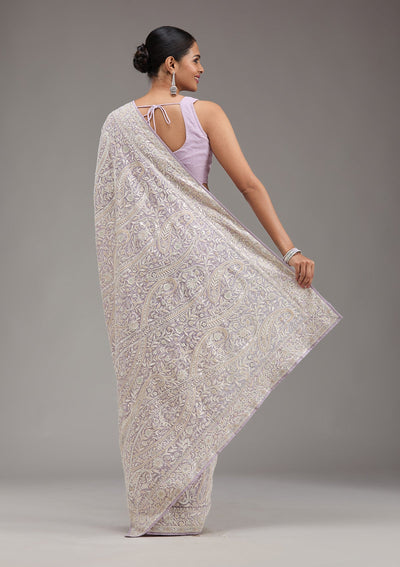 Lavender Threadwork Georgette Saree-Koskii