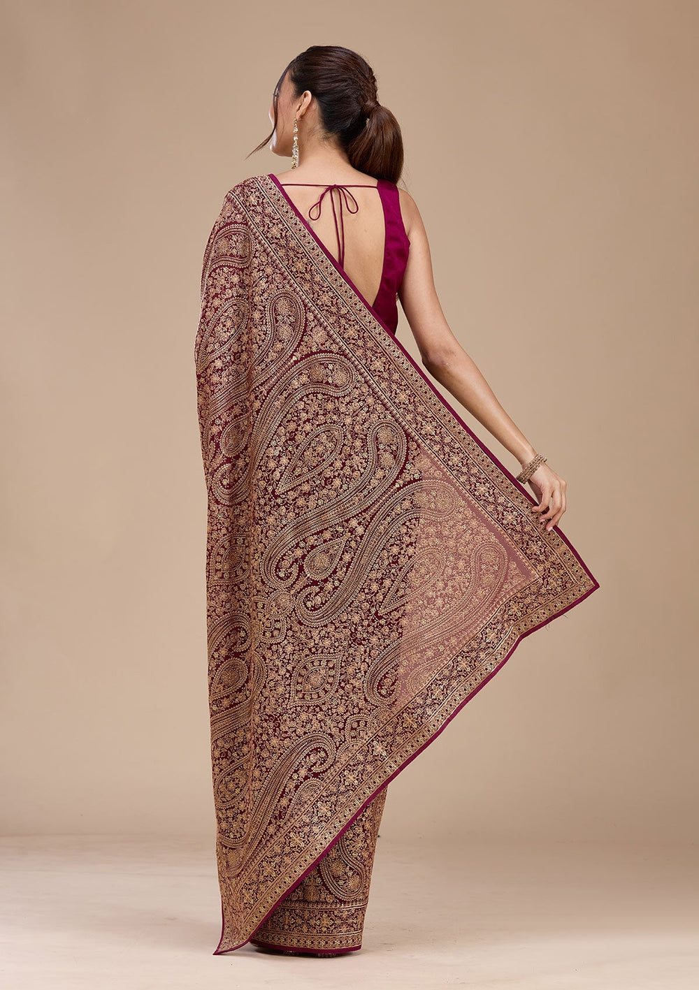 Wine Kashmiri Georgette Saree-koskii