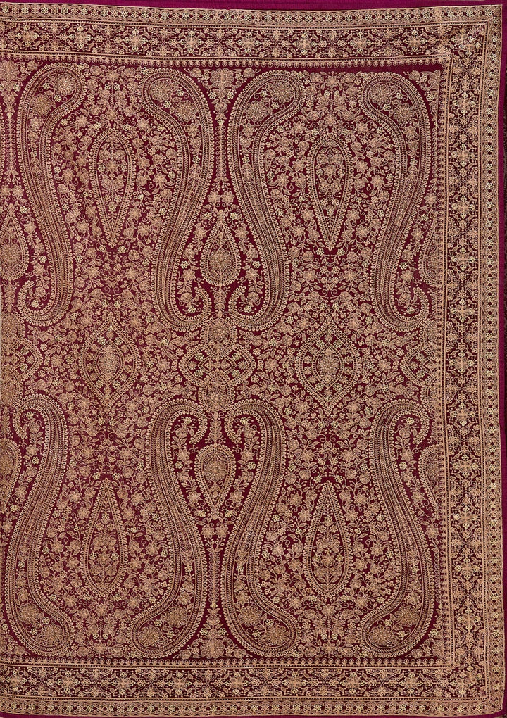 Wine Kashmiri Georgette Saree_koskii