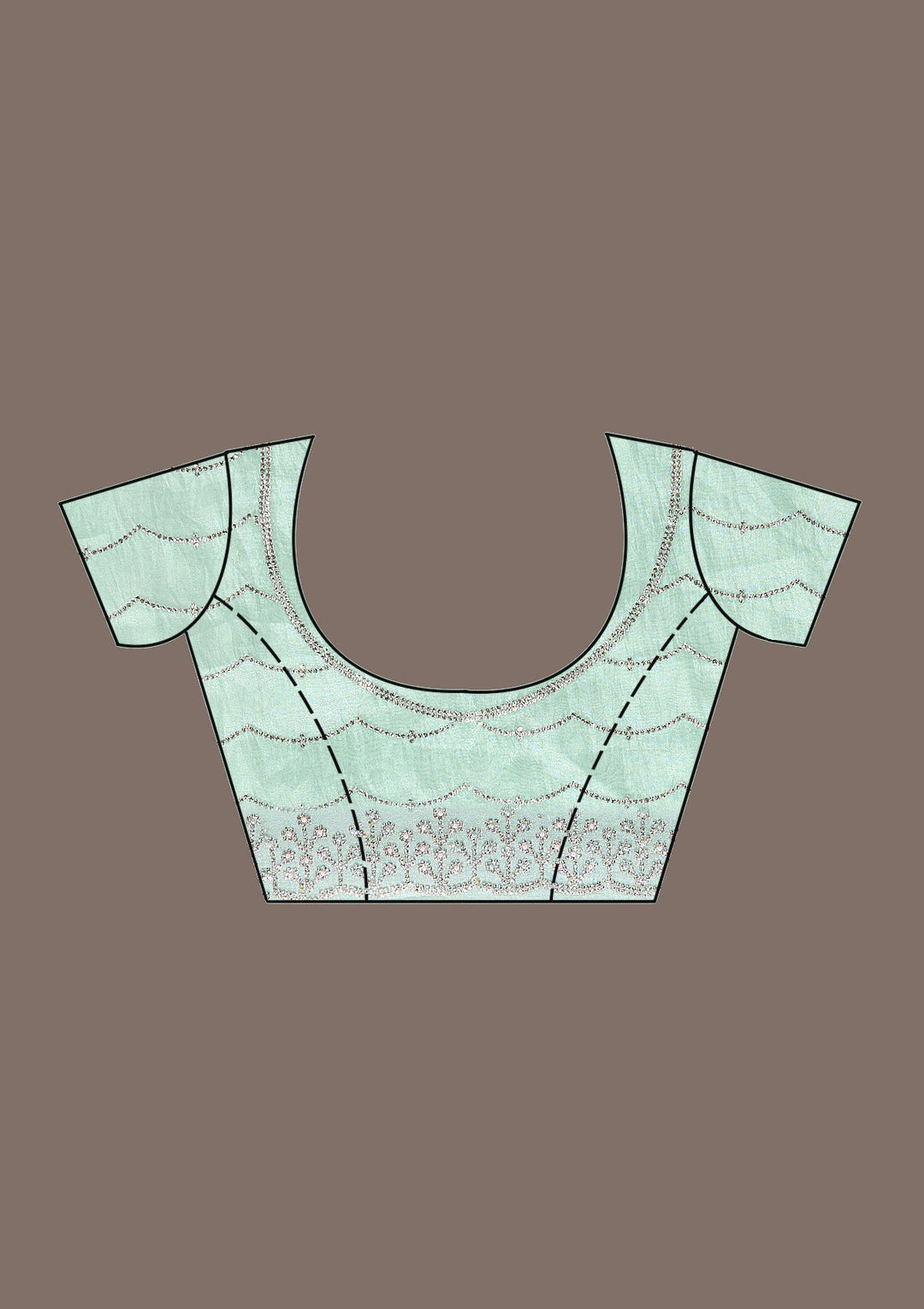 Sea Green Stonework Tissue Saree-Koskii