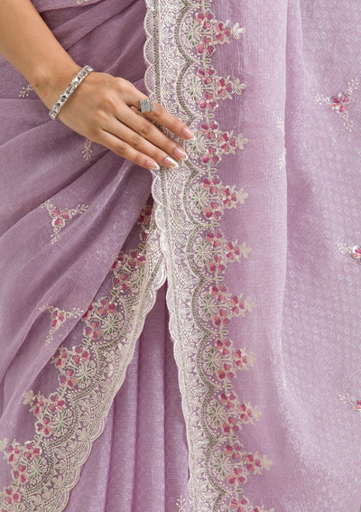 Lavender Sequins Chiffon Saree-Koskii