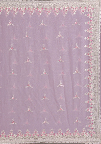 Lavender Sequins Chiffon Saree-Koskii