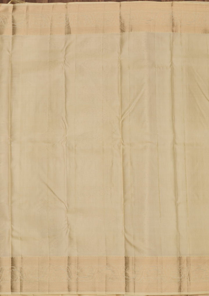Cream Zariwork Pure Silk Saree-Koskii