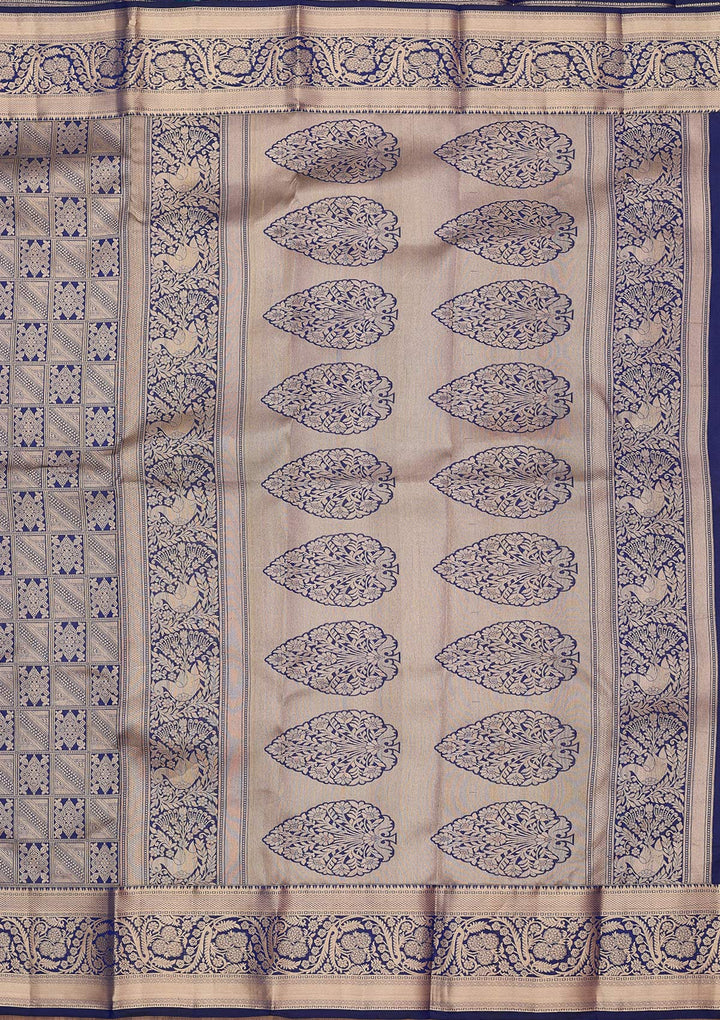 Navy Blue Zariwork (Gold) Silk Silk_Saree