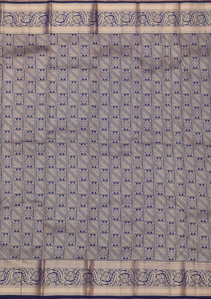 Navy Blue Zariwork (Gold) Silk Silk_Saree