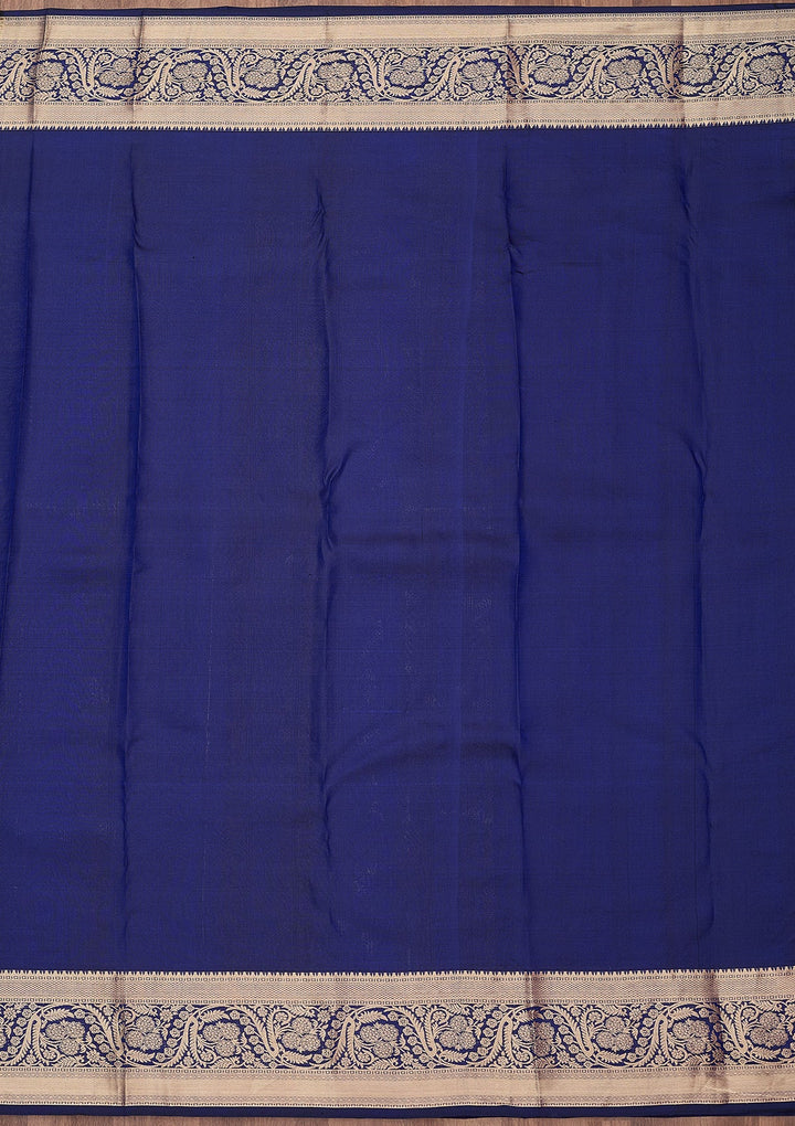 Navy Blue Zariwork (Gold) Silk Silk_Saree