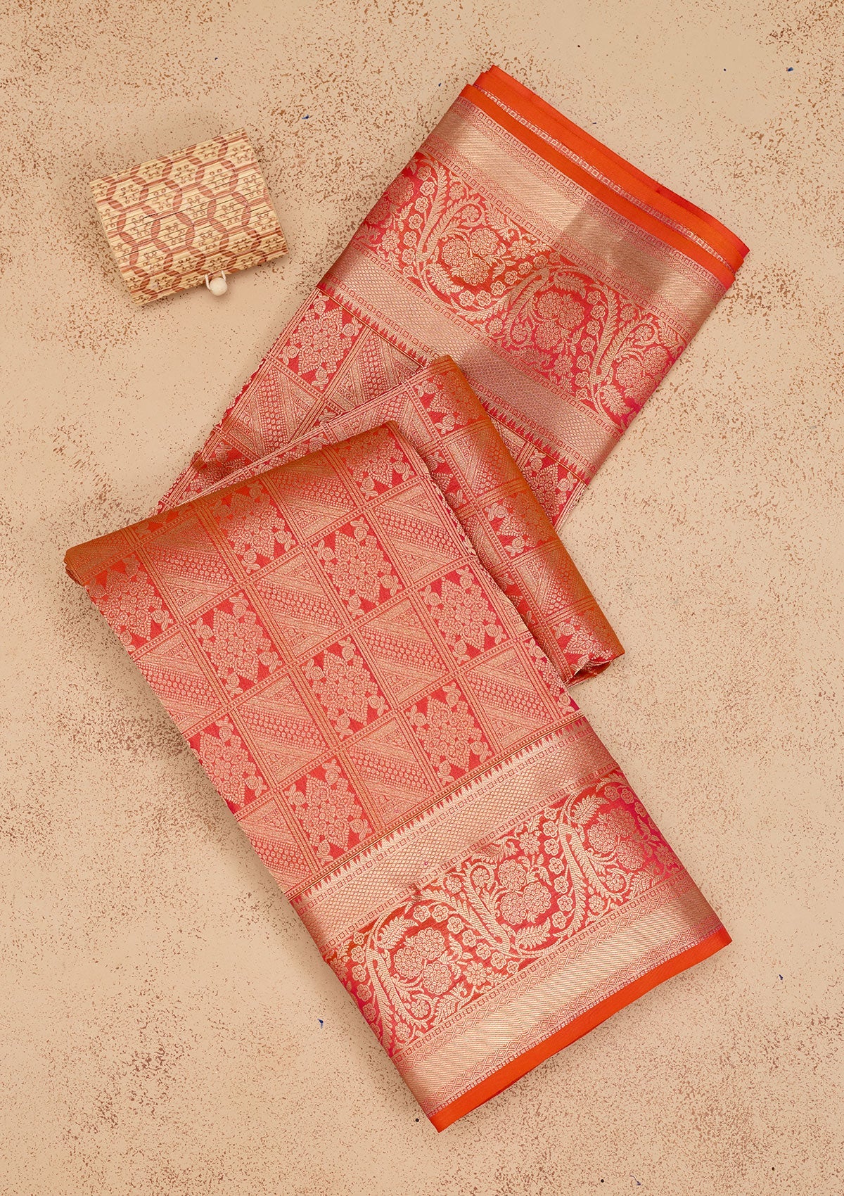 Orange Zariwork Pure Silk Saree-Koskii