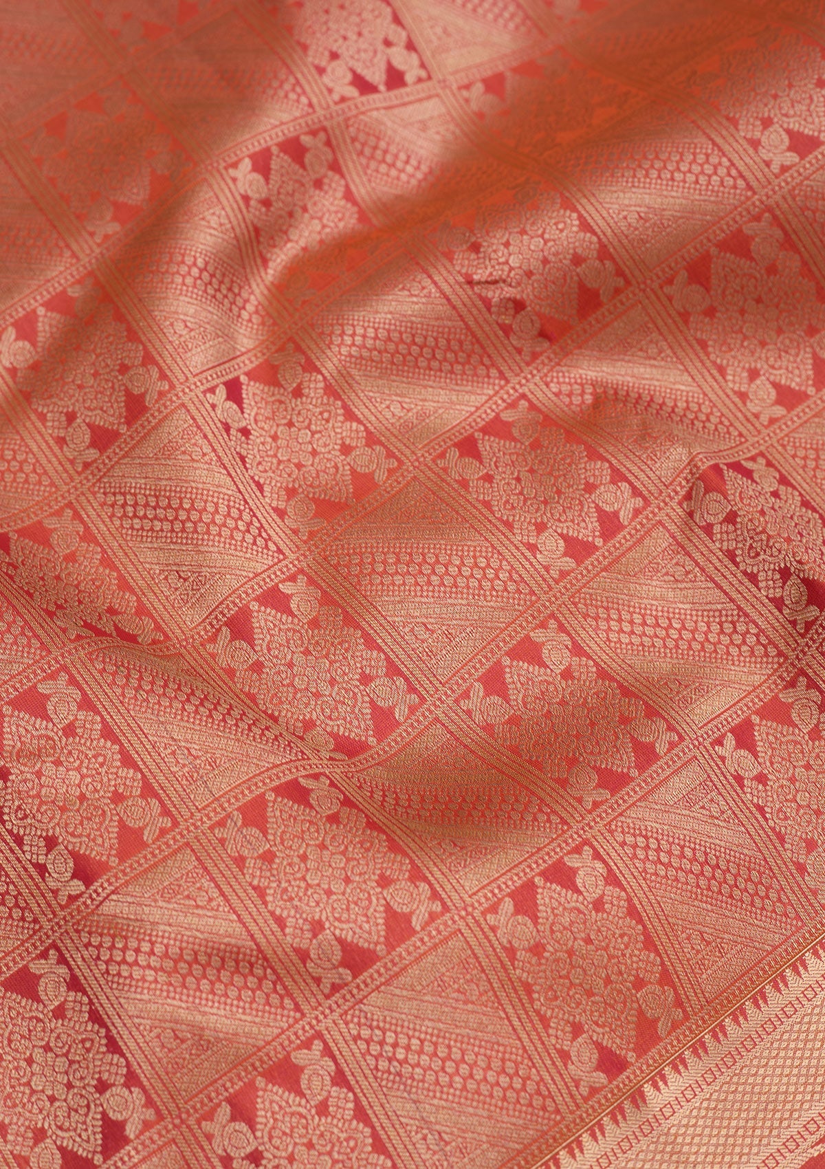 Orange Zariwork Pure Silk Saree-Koskii