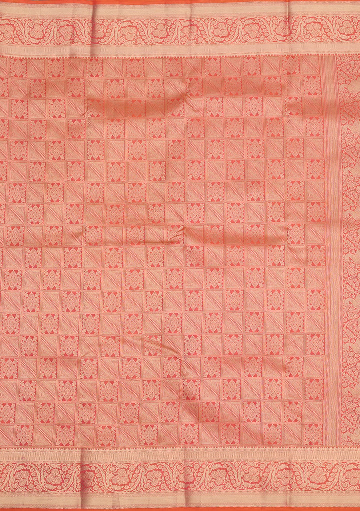 Orange Zariwork Pure Silk Saree-Koskii