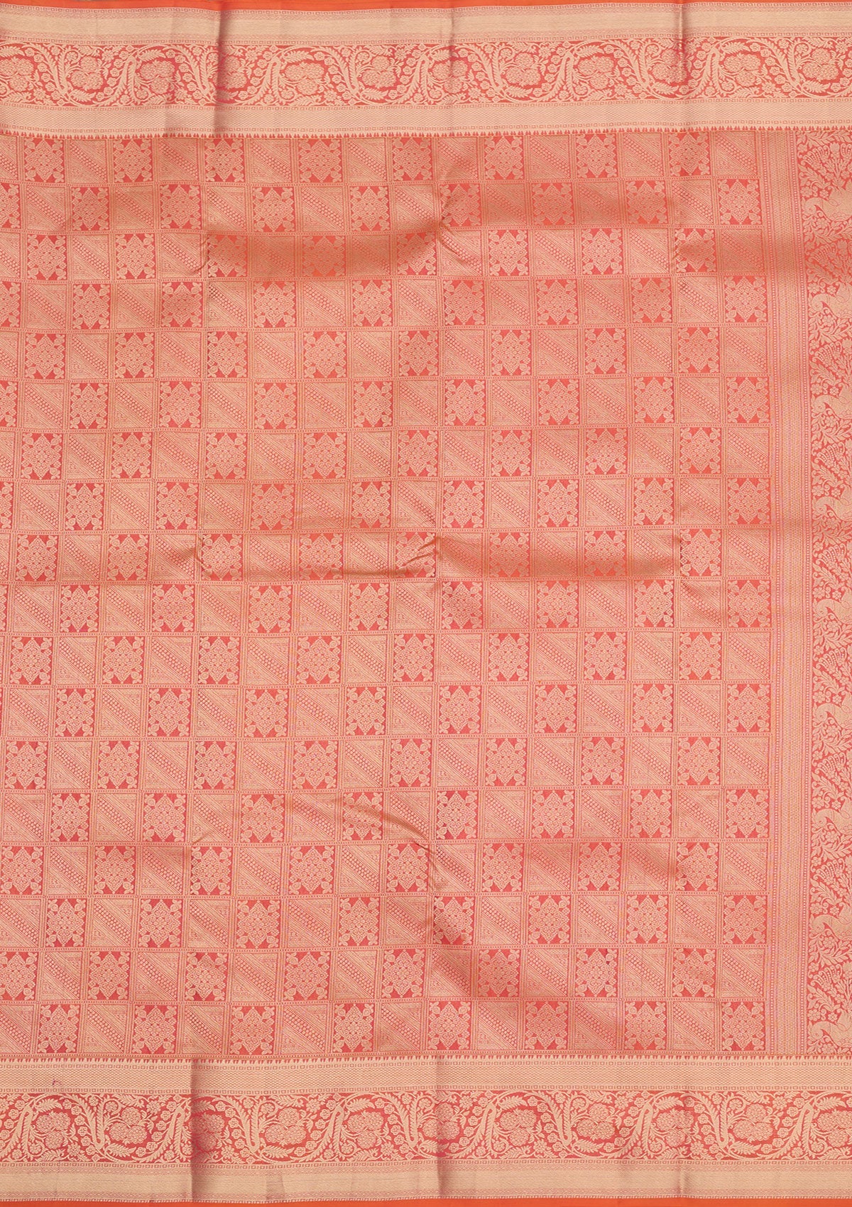 Orange Zariwork Pure Silk Saree-Koskii