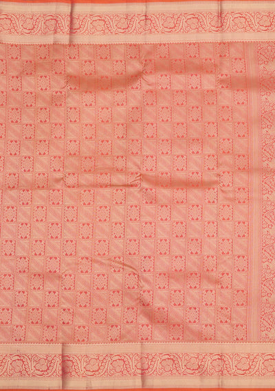 Orange Zariwork Pure Silk Saree-Koskii